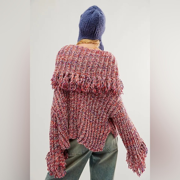 1. NWT Free People Kinsley Fringe Cowlneck Sweater - Picture 4 of 6